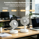 Ventilador plegable 8 pulg | Oscilante 4 vel | Batería portátil