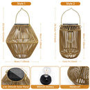 Linterna solar ratán boho | Impermeable IP65 | Colgante jardín