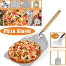 Pala para Pizza de 12 pulgadas, pala para Pizza ligera de aleación de aluminio, pala para Pizza perforada antiadherente con mango de madera para pan y Pizza