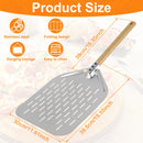 Pala para Pizza de 12 pulgadas, pala para Pizza ligera de aleación de aluminio, pala para Pizza perforada antiadherente con mango de madera para pan y Pizza