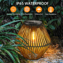 Linterna solar ratán boho | Impermeable IP65 | Colgante jardín