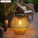 Linterna solar ratán boho | Impermeable IP65 | Colgante jardín
