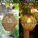 Linterna solar ratán boho | Impermeable IP65 | Colgante jardín