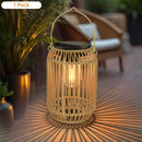 Linterna solar ratán boho | Impermeable IP65 | Colgante jardín